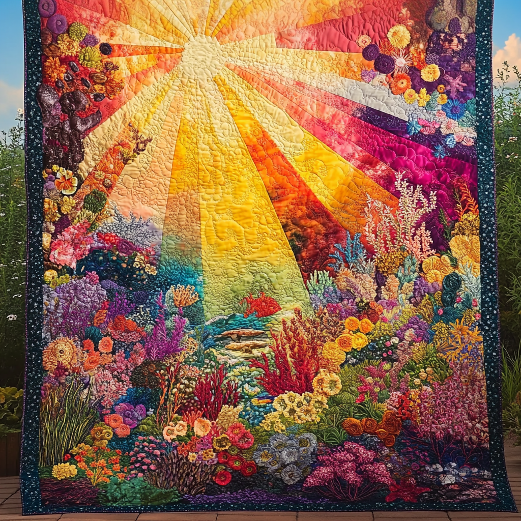 Bright Corals Quilted Blanket Sofa Couch Throw Blanket Cool Gifts For Nature Lovers