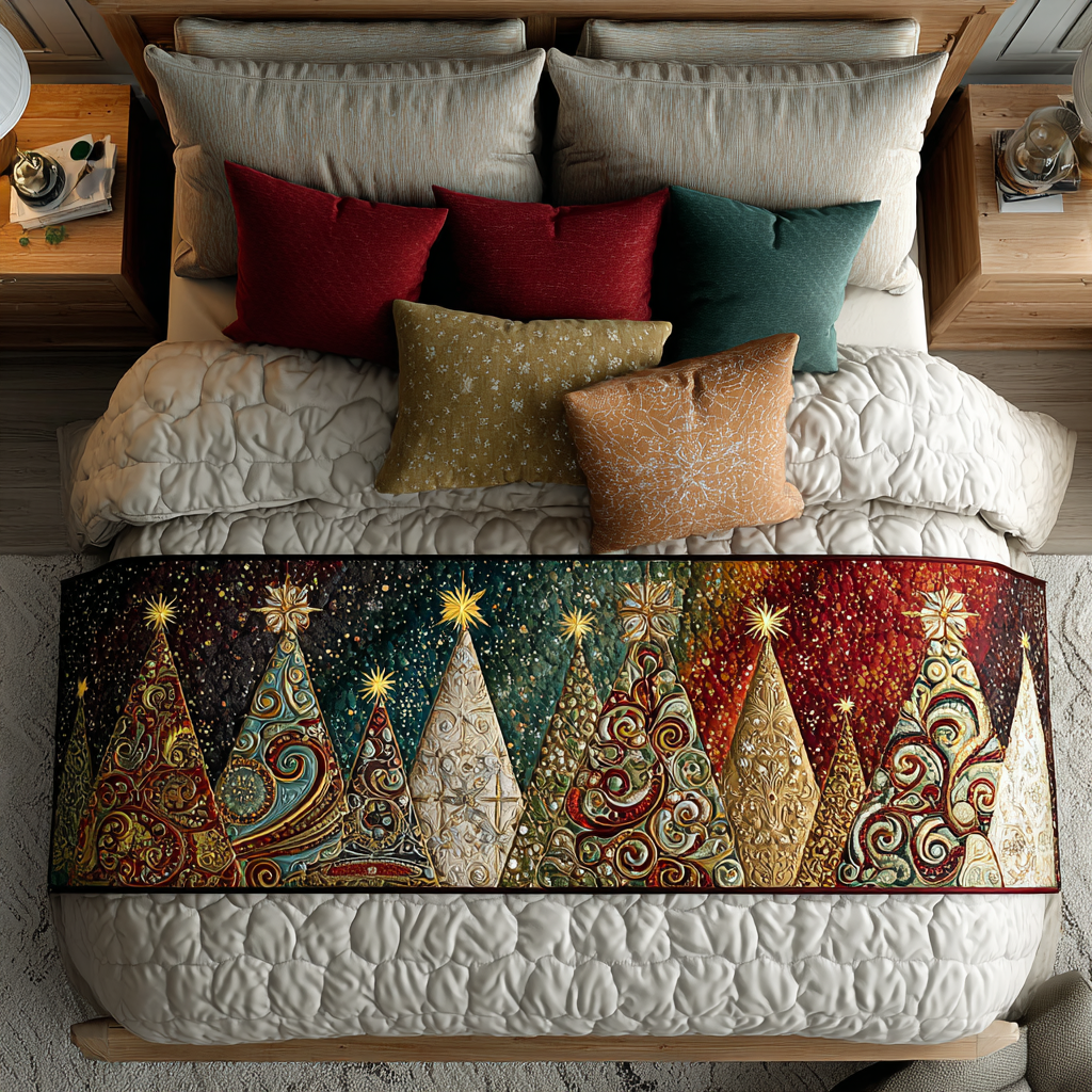 Bright Forest Quilted Bed Runner Christmas Decorations Family Xmas Presents