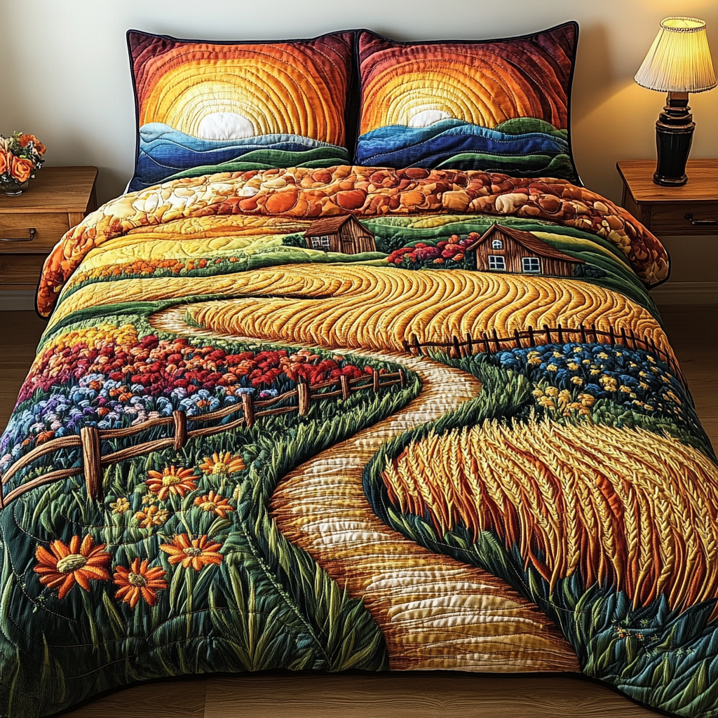 Bright Horizon Quilted Bedding Set Farmhouse Bedroom Decor Ideas Family Presents