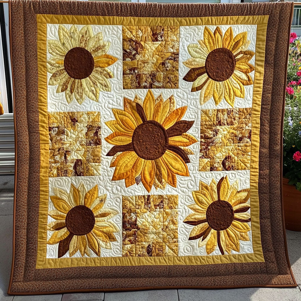 Bright Horizon Quilted Blanket Best Throw Blanket Sunflower Gifts For Her