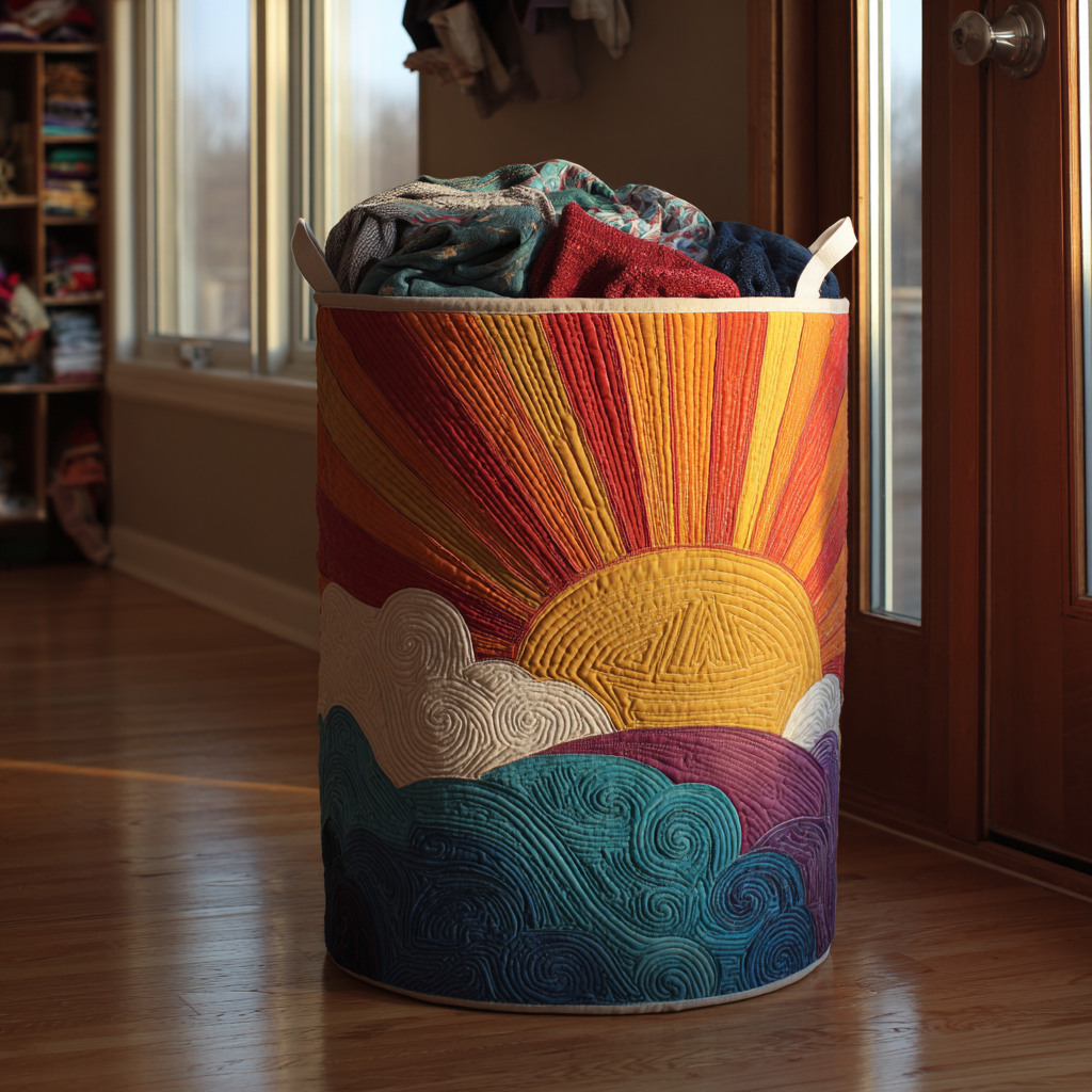 Bright Horizon Quilted Laundry Basket Perfect Birthday Gift Idea