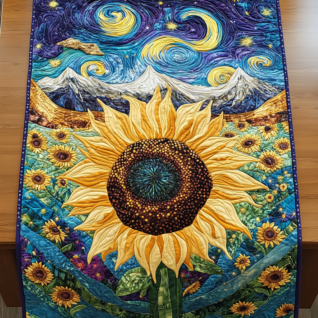 Bright Horizon Quilted Table Runner Dining Decor Sunflower Gifts For Grandma