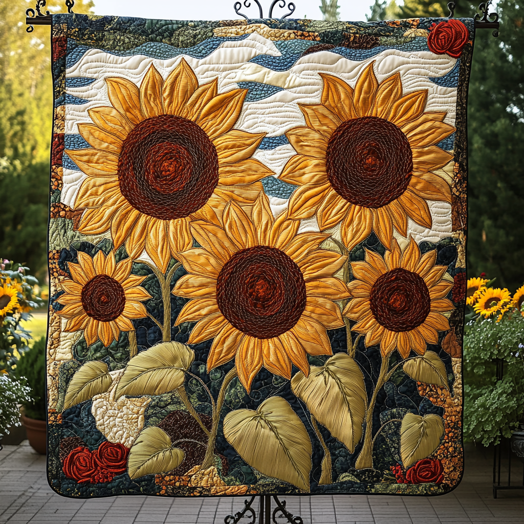Bright Horizons Quilted Blanket Cute Throw Blanket Sunflower Items For Gifts