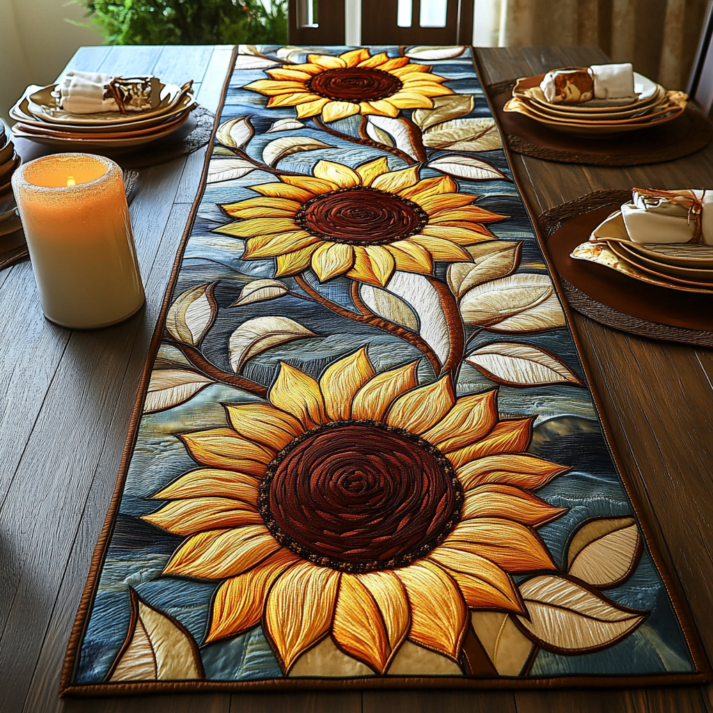 Bright Horizons Quilted Table Runner Dining Room Decor Ideas Sunflower Mother's Day Gifts