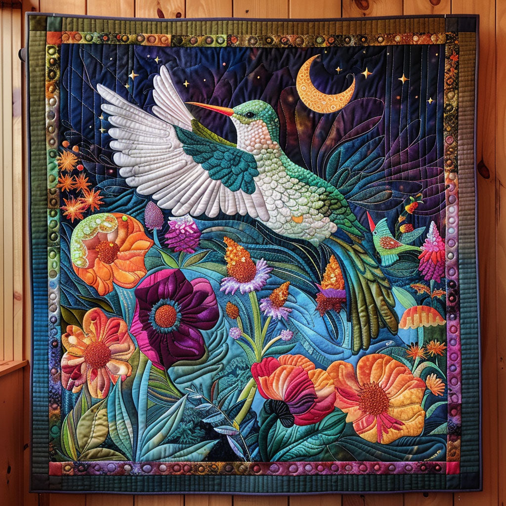 Bright Hummingbird Quilt Premium Quilt Blanket for Family and Guests