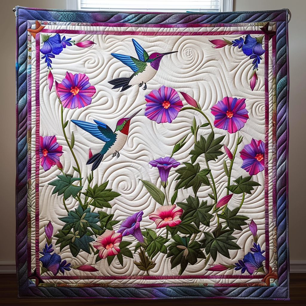 Bright Hummingbird Quilted Blanket Gifts For Hummingbird Lovers