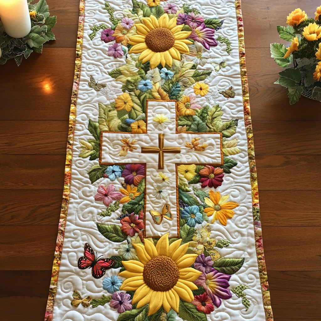 Bright Journey Quilted Table Runner Summer Table Runner Great Gifts For Mom
