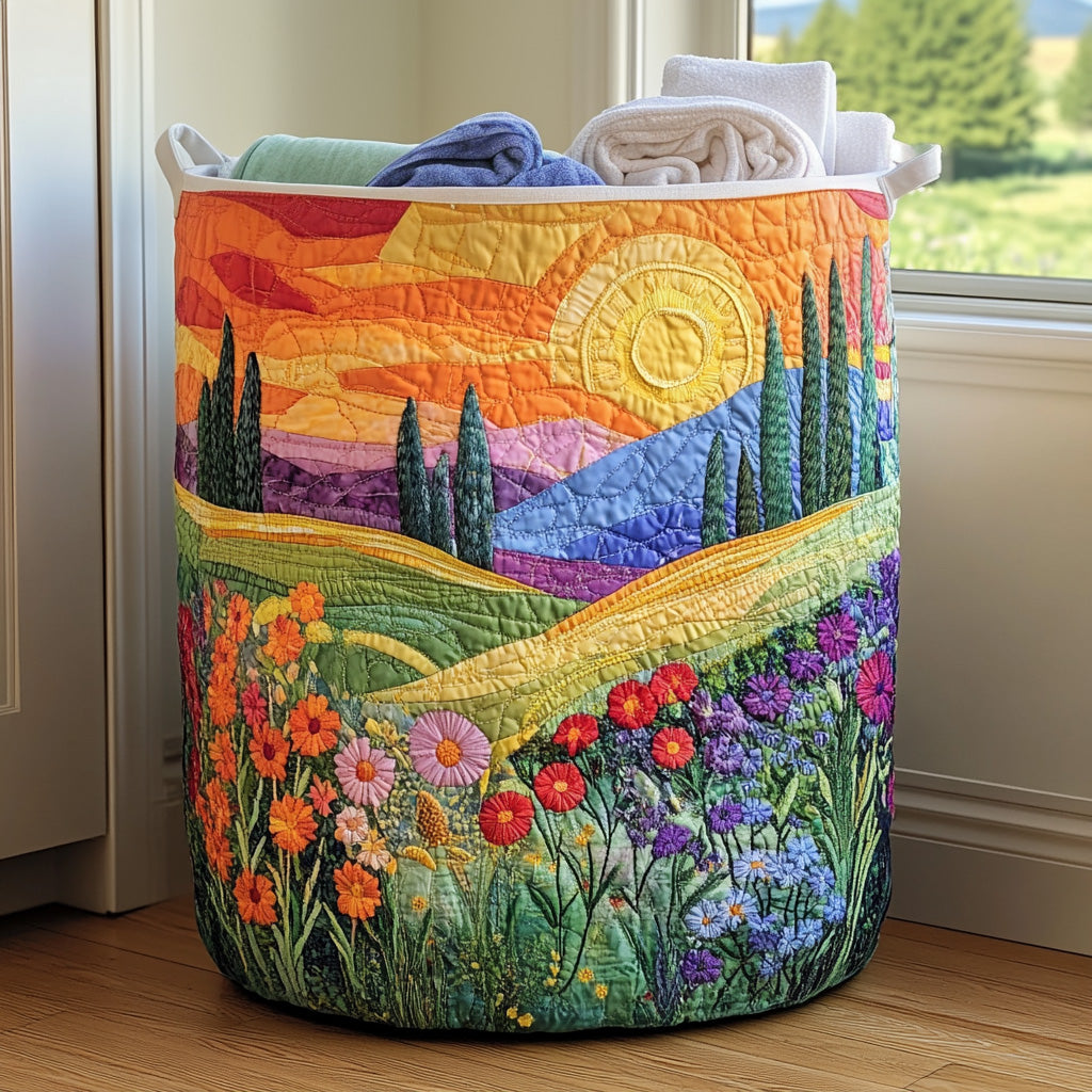 Bright Meadow Quilted Laundry Basket Graduation Merch Gift