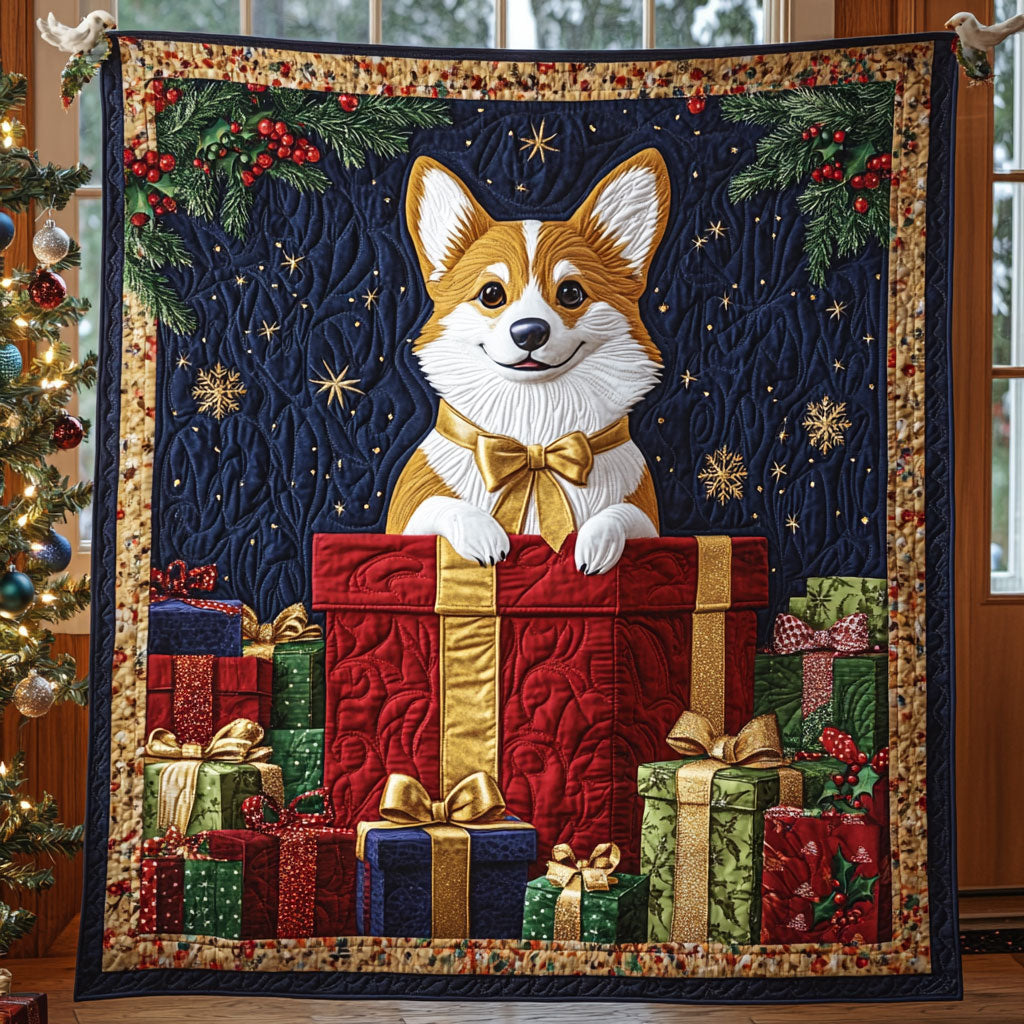 Bright Pup Quilted Blanket King Blanket Unique Christmas Gifts