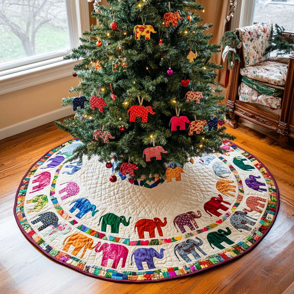 Bright Spirits Christmas Quilted Tree Skirt Luxury Quilted Tree Skirt Gift for Elegant Interiors