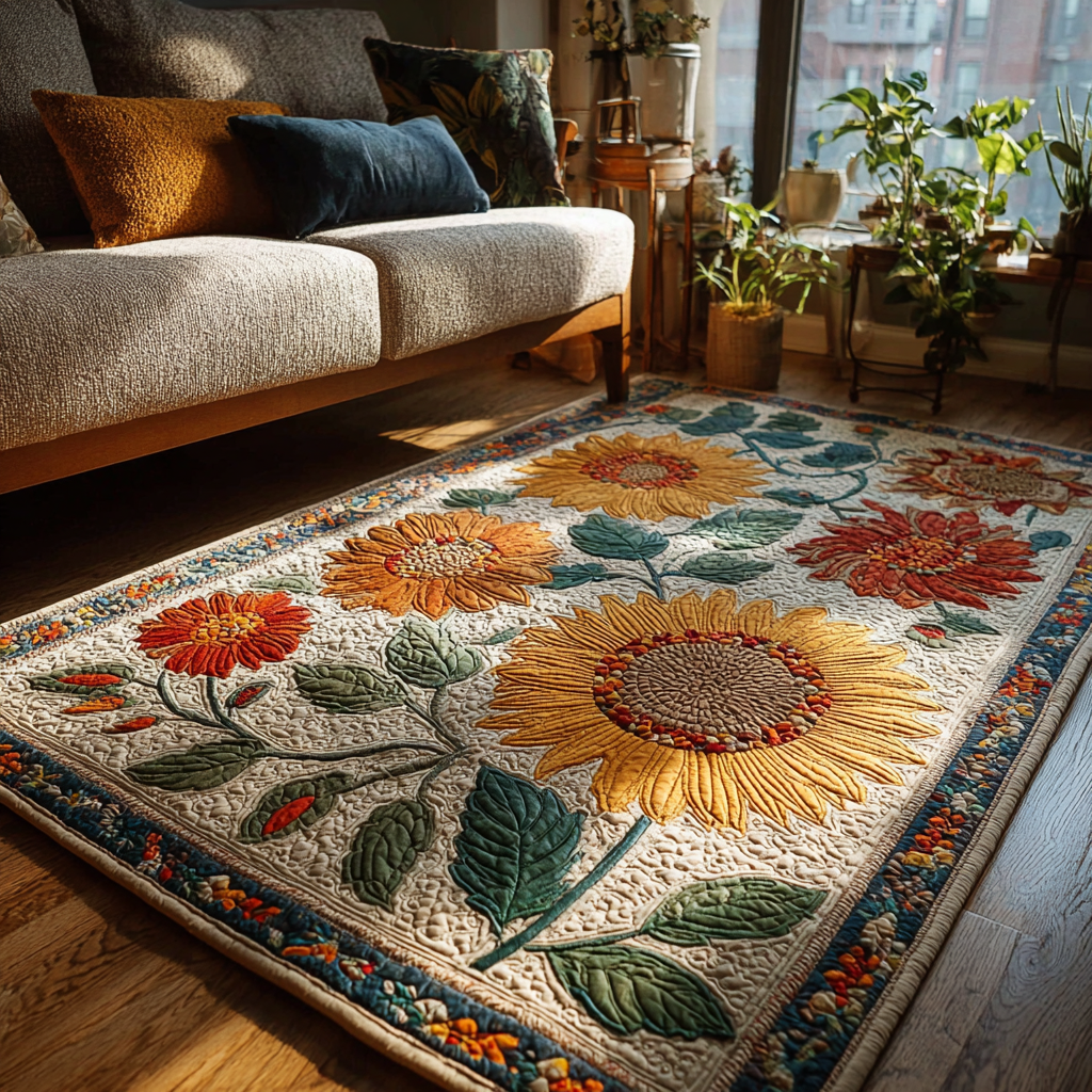 Bright Sunflower Area Rug Kitchen Rugs Christmas Gifts For Wife