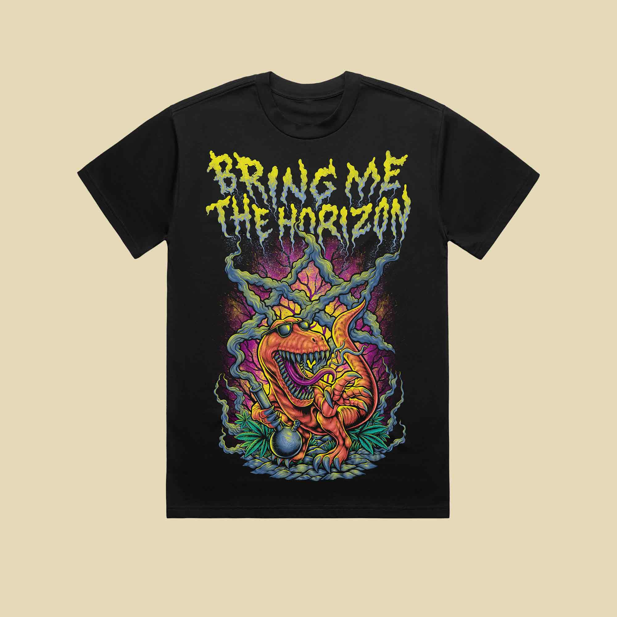 Bring Me The Horizon Merch Smoking Dinosaur T-Shirt Rock Music Fans Apparel Concert Gifts