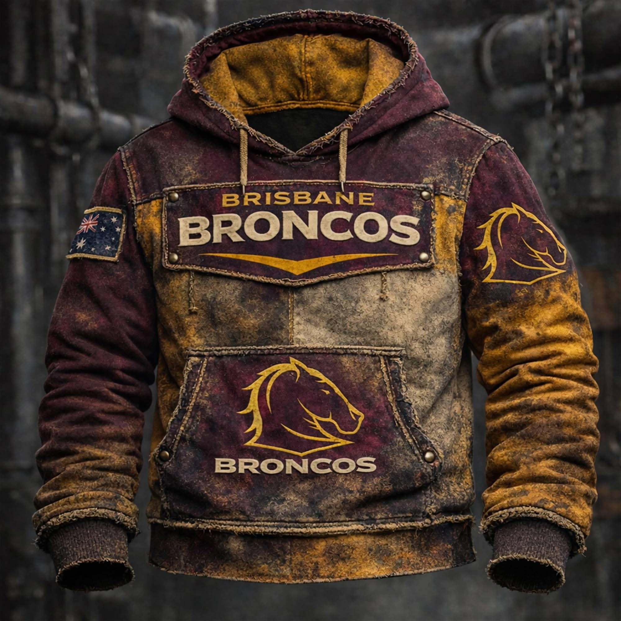 Brisbane Broncos NRL Hoodie Vintage Fan Gear Match Day Clothing Best Gift For Broncos Supporters