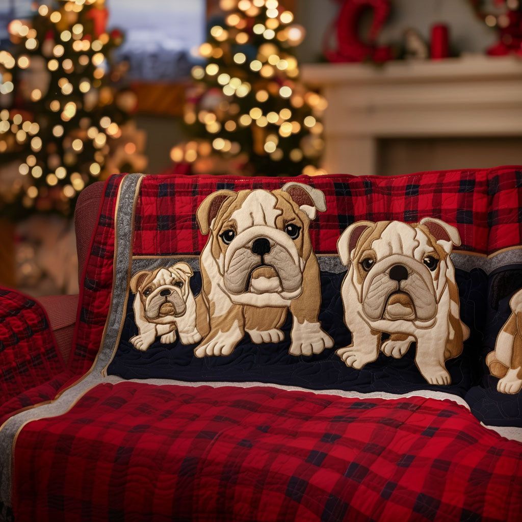 British Bliss Quilted Sofa Cover Living Room Decor Ideas English Bulldog Gifts For Owners