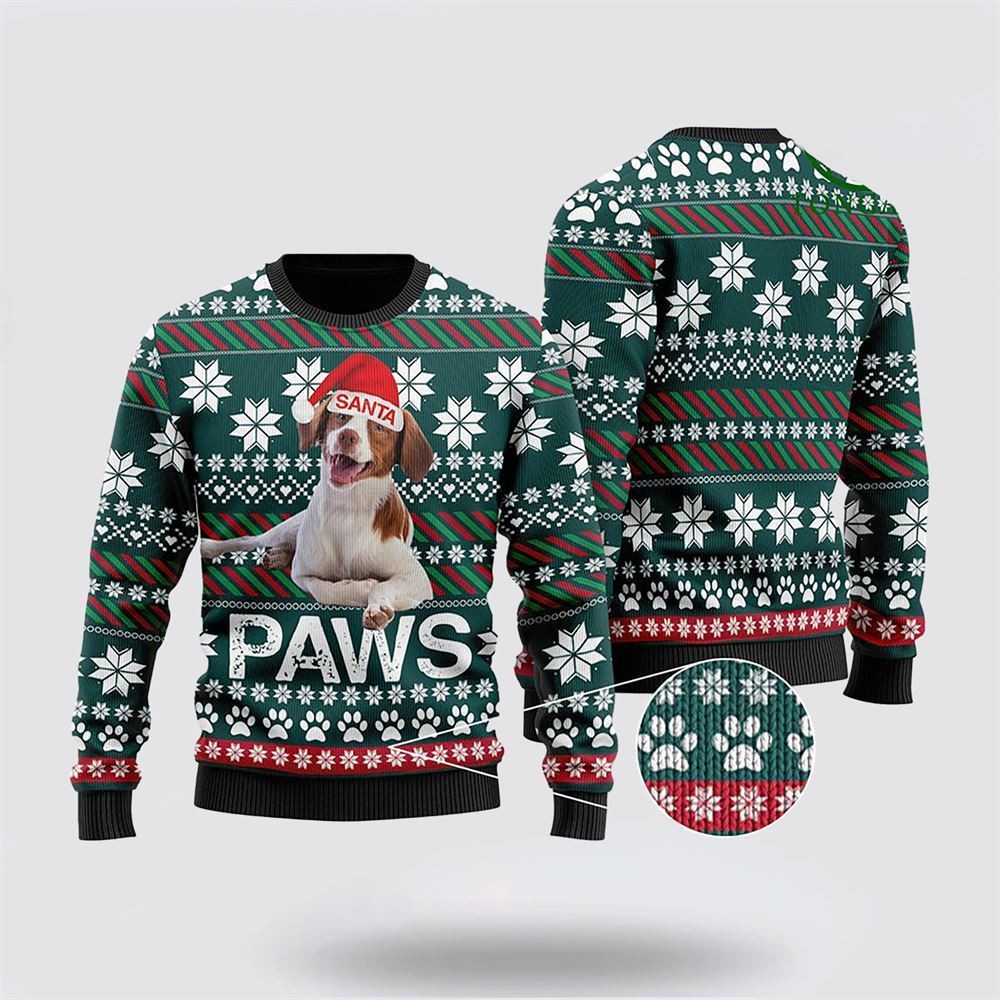 Brittany Santa Printed Christmas Ugly Sweater Christmas Gift For Dog Love Christmas Gift Idea