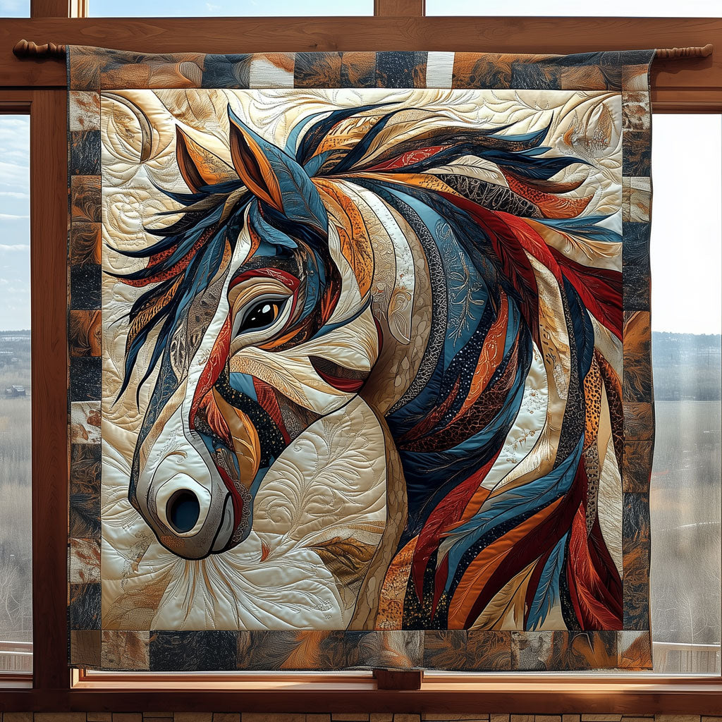 Brocade Native American Horse Quilt Premium Quilt Blanket to Enhance Bedroom Comfort