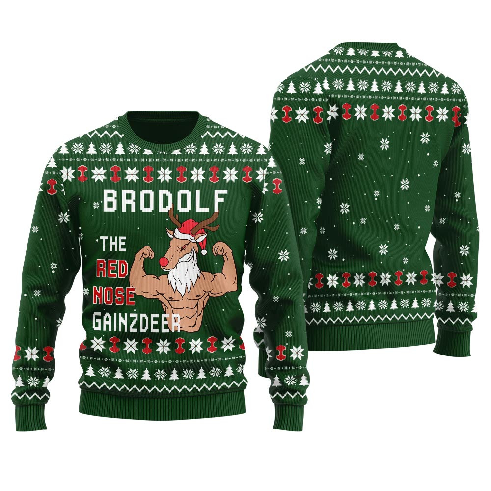 Brodolf The Red Nose Gainzdeer Christmas Sweater Warm Winter Merch Gift for Someone You Love