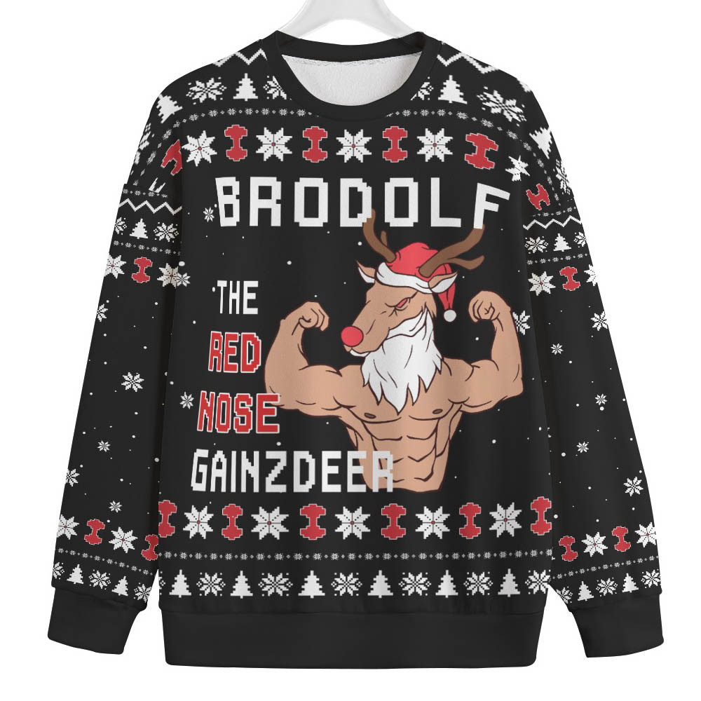 Brodolf The Red Nose Gainzdeer Plus Size Christmas Sweater Perfect Merch Gift for the Christmas Season