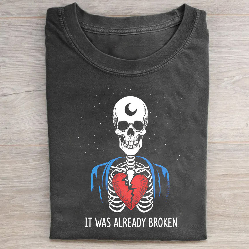 Broken Heart Skeleton Graphic T-Shirt Creative Merch Best Gift For Streetwear Lovers