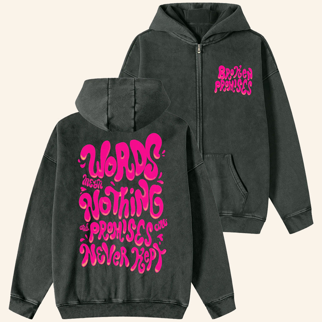 Broken Promises Merch Bubblegum Zip-Up Hoodie Gift For Her Broken Promises Merch Bubblegum Zip-Up Hoodie Gift For Her