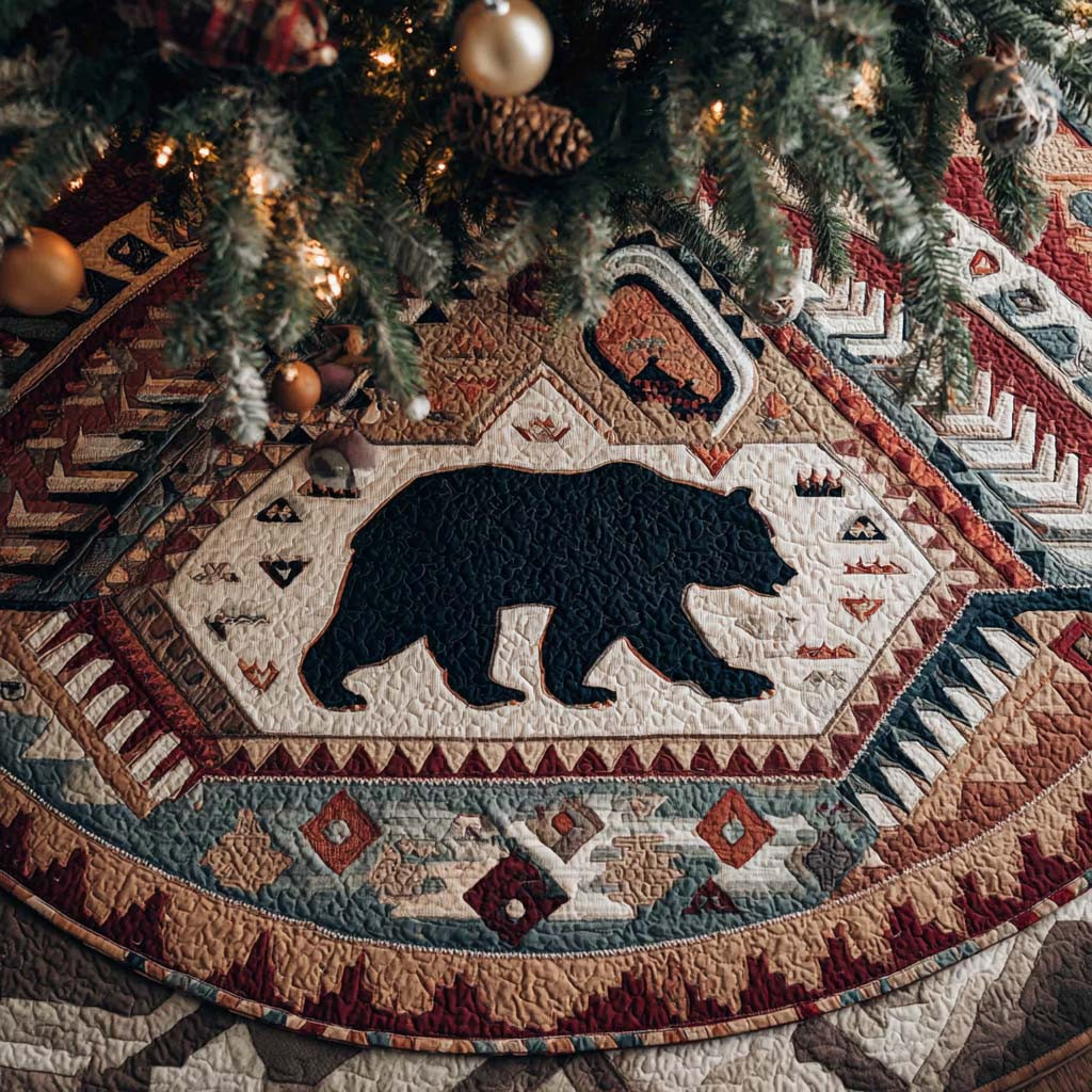 Bronco Ridge Circle Quilted Tree Skirt Holiday Decor Christmas Gifts For Bear Enthusiasts