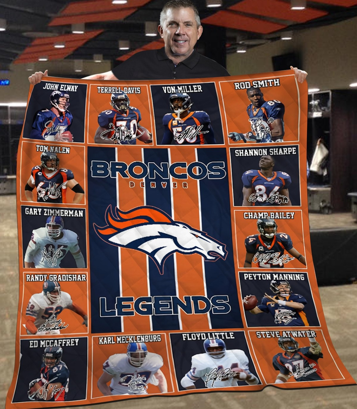 Broncos All Members Signatures Blanket Gift Ideas For Fans