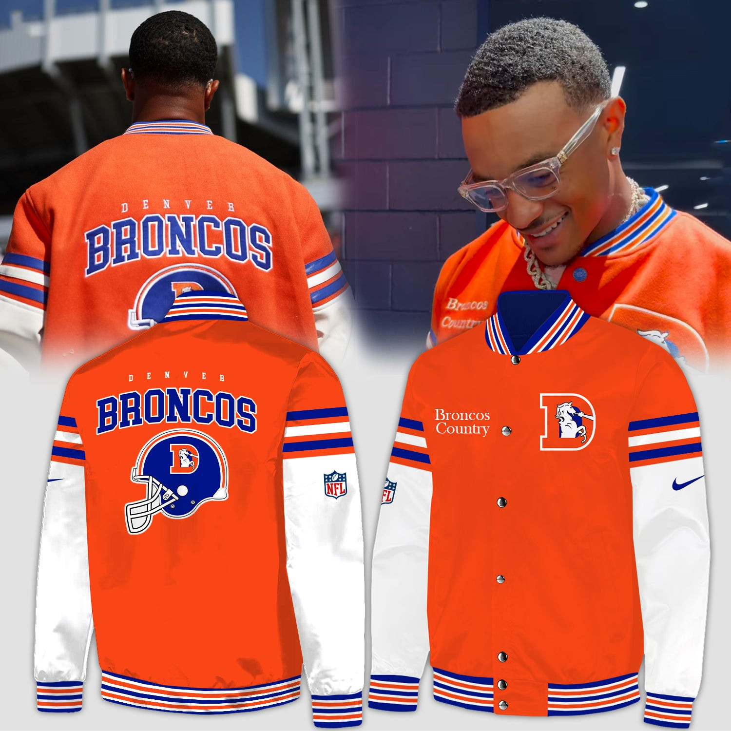 Broncos Country NFL Denver Broncos Bomber Jacket Football Gifts For Men