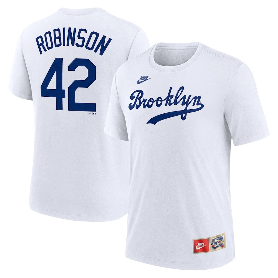 Brooklyn Dodgers Jackie Robinson Day 42 T-Shirt Cooperstown Tri-Blend Name And Numbe