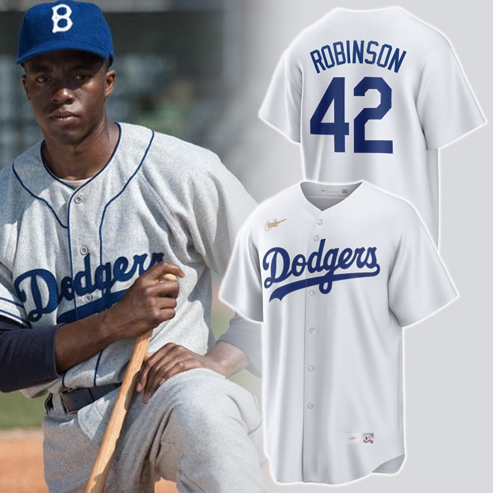 Brooklyn Dodgers Jackie Robinson White Home Cooperstown Collection Player Jersey Gifts For Baseball Players