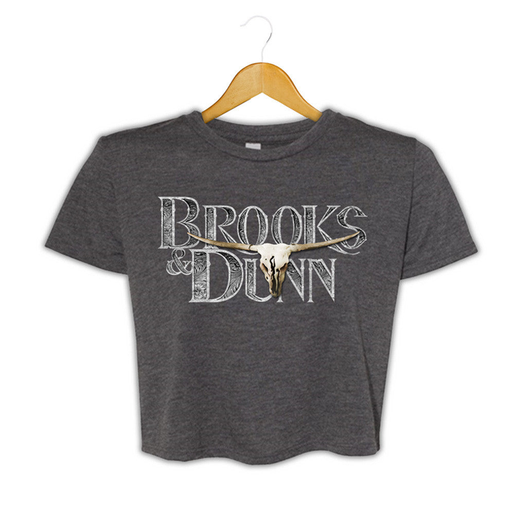 Brooks And Dunn Merch Brooks And Dunn Charcoal Cropped T-Shirt Gifts For Her Brooks And Dunn Merch Brooks And Dunn Charcoal Cropped T-Shirt Gifts For Her