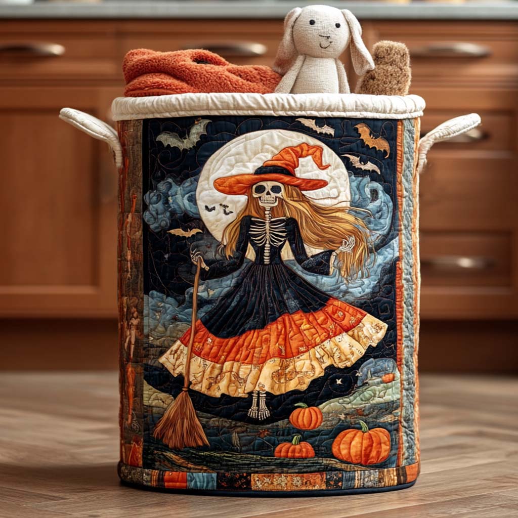 Broomstick Ride Quilted Laundry Basket Winter Merch Essentials