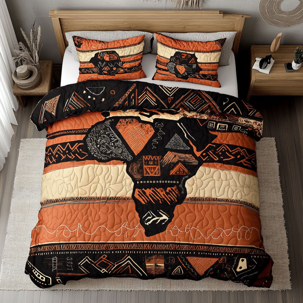 Brown Africa Map Quilted Bedding Set Duvet Cover Bedspread Gifts For Sister