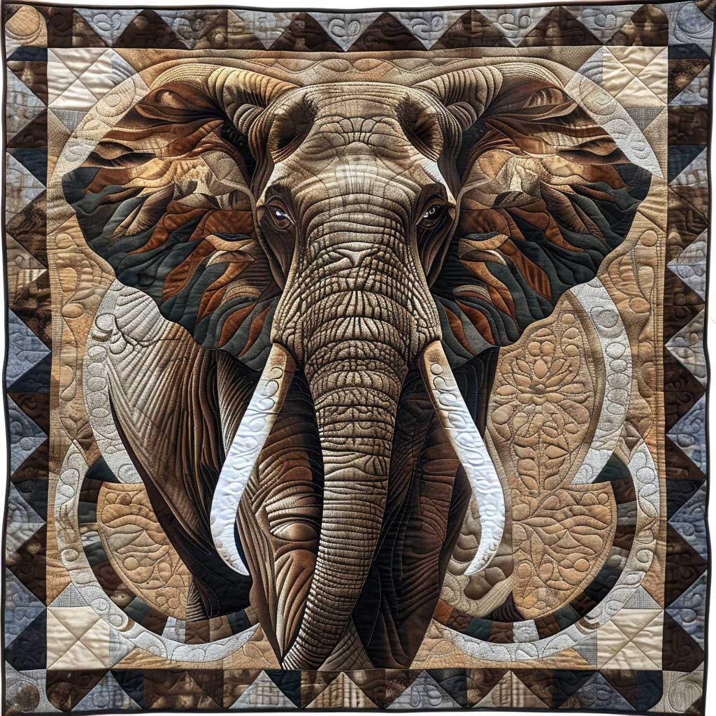 Brown African Elephant Quilt Blanket King Size Blanket Christmas Gift For Elephant Lovers