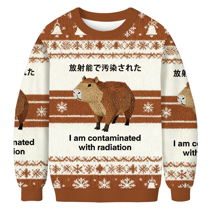 Brown Capybara Contaminated By Radiation Christmas Ugly Sweatshirt Christmas Gift For Friends
