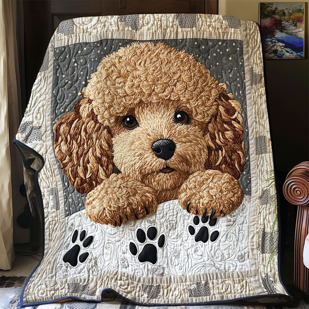 Brown Doodle Quilt Blanket Fluffy Throw Blanket Cute Xmas Presents For Doodle Lovers