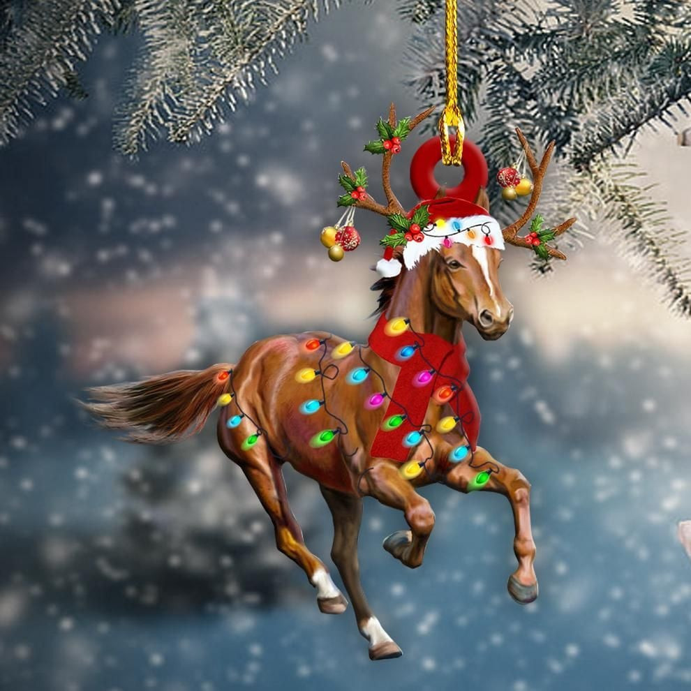 Brown Horse Christmas Light Ornaments Perfect Gift for Horse Lover Horse Training