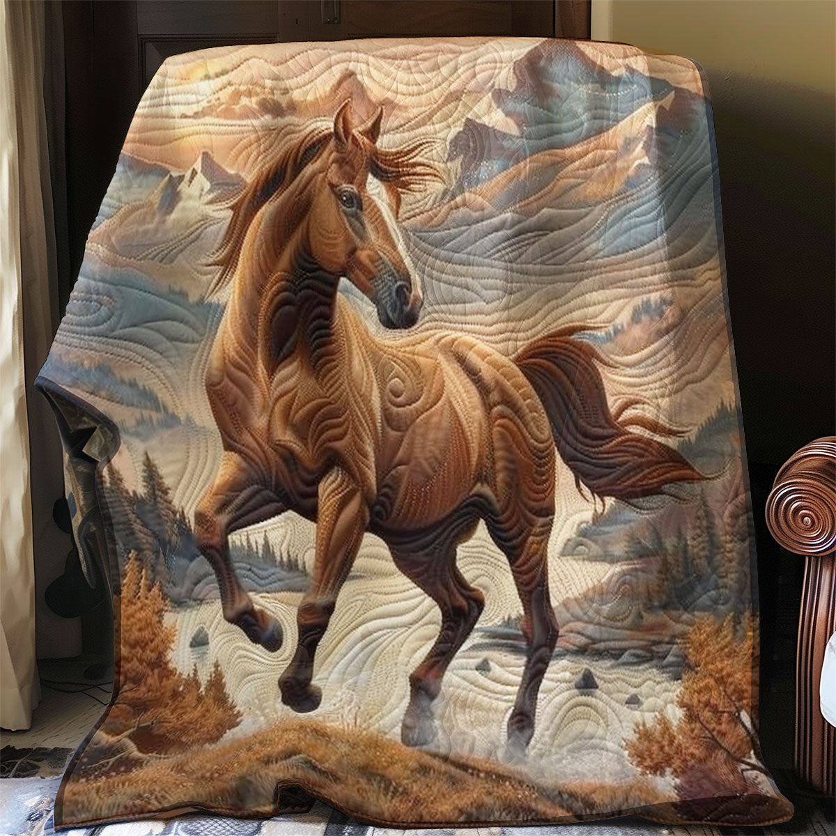 Brown Horse Quilt Blanket Best Throw Blanket Mother In Law Christmas Gift