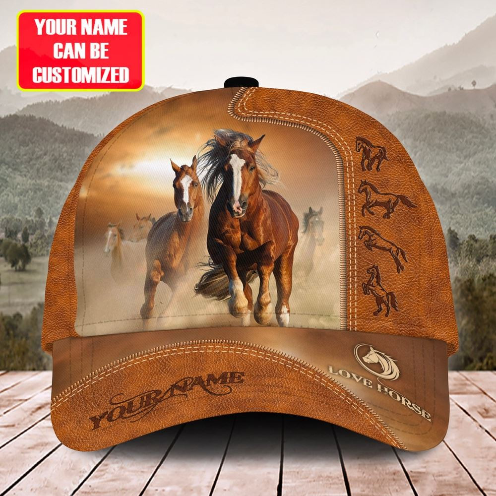 Brown Horses Customized Name Cap Farm Cap Farmer Baseball Cap Gift For Farmer