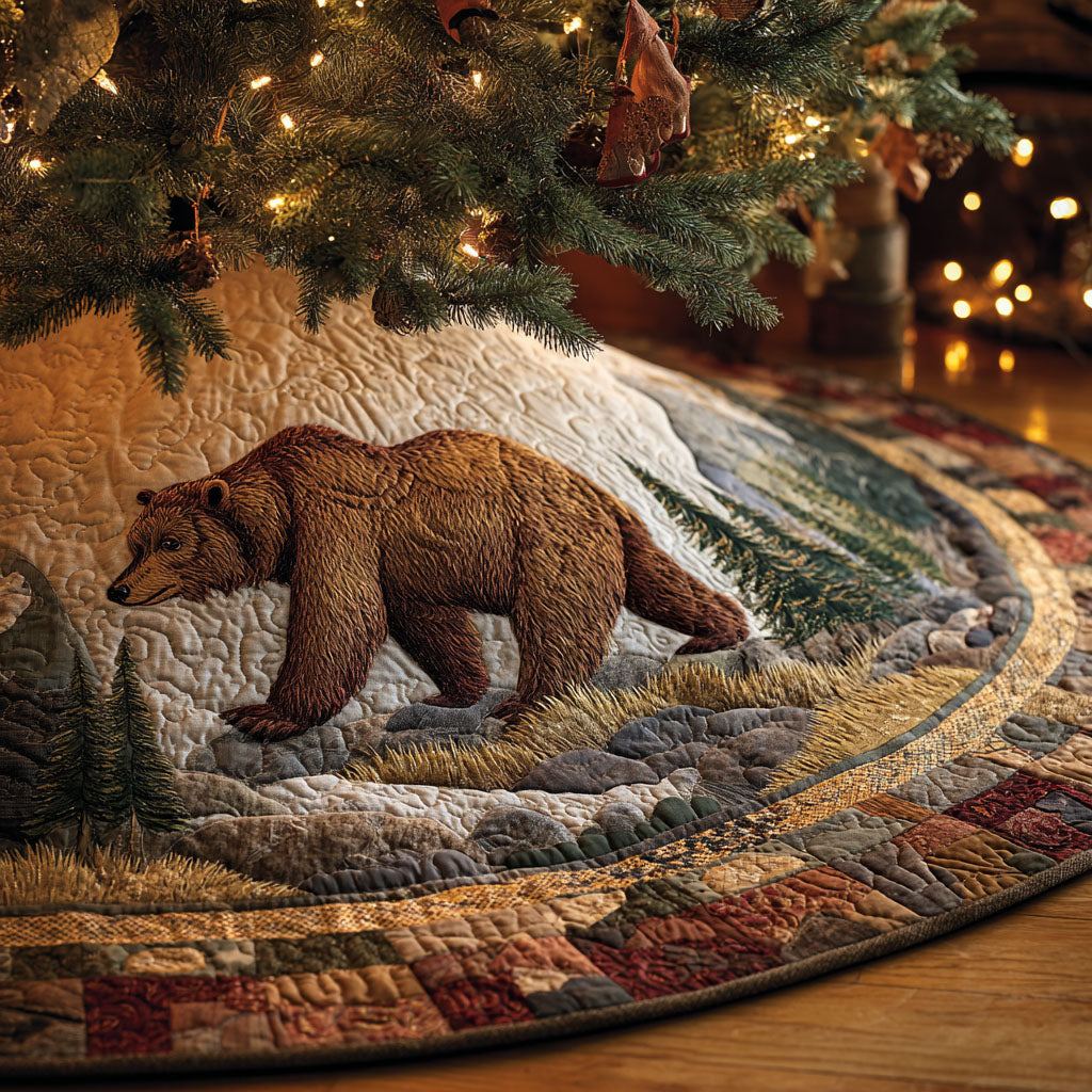 Brown Majesty Christmas Quilted Tree Skirt Perfect Quilted Tree Skirt Gift for Family and Friends