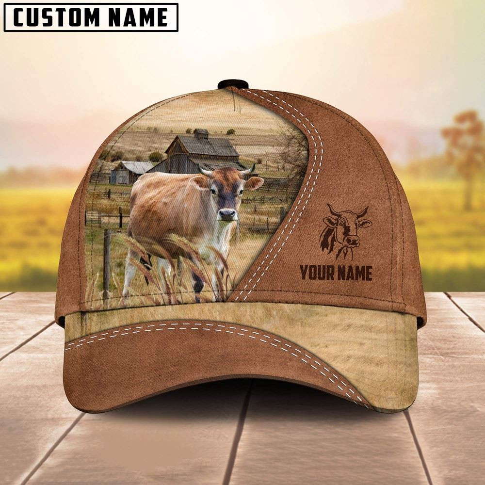 Brown Swiss Customized Name Brown Cap Farm Cap Farmer Baseball Cap Gift For Farmer