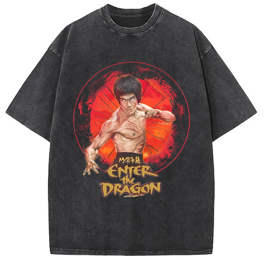 Bruce Lee Vintage Washed T-Shirt Trendy Aesthetic Graphic Apparel Gifts For Sister