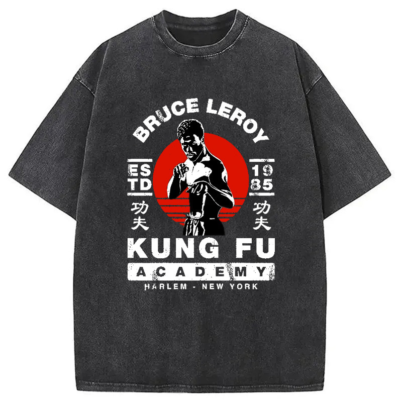 Bruce Leroy Academy Vintage Washed T-Shirt Soft Cotton Daily Wear Tee Gifts For BFF