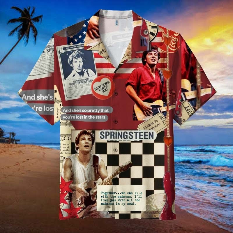 Bruce Springsteen Hawaiian Shirt Bruce Springsteen Tour Merch Gifts For Rock Fans