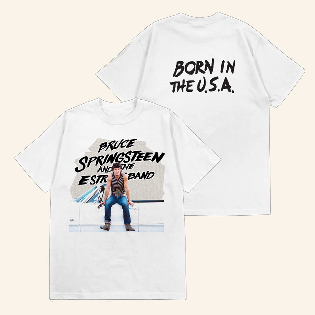 Bruce Springsteen Merch Retro Born In The USA Photo T-Shirt Gifts For Music Lovers