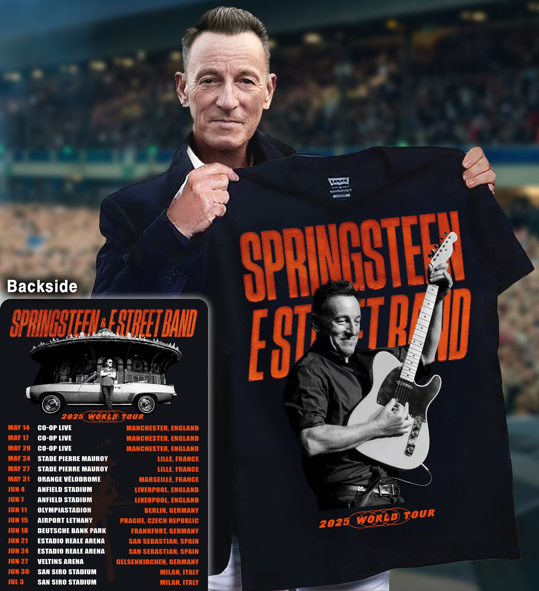 Bruce Springsteen World Tour 2025 T-Shirt Springsteen And E Street Band Fan Gift Ideas