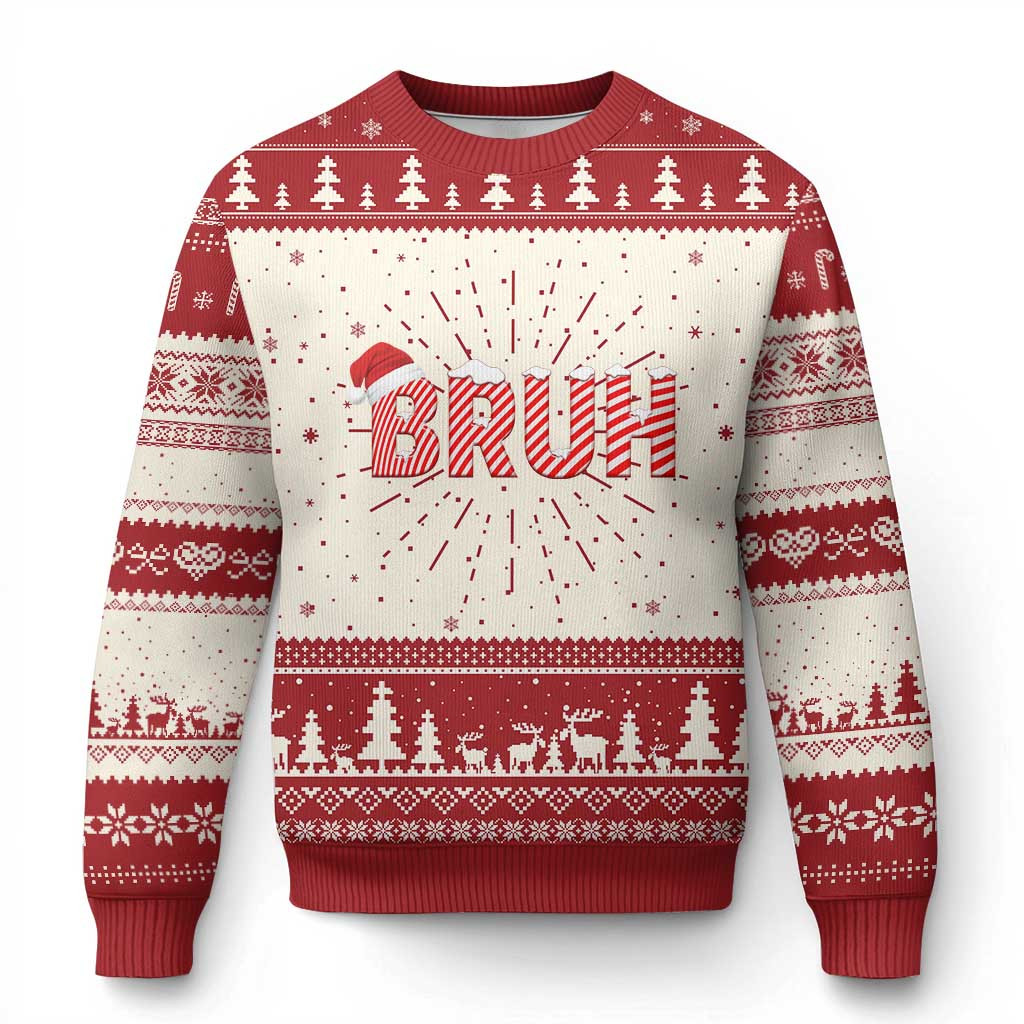 Bruh Ugly Christmas Sweater Funny Saying Meme Family Fun Gifts For Xmas