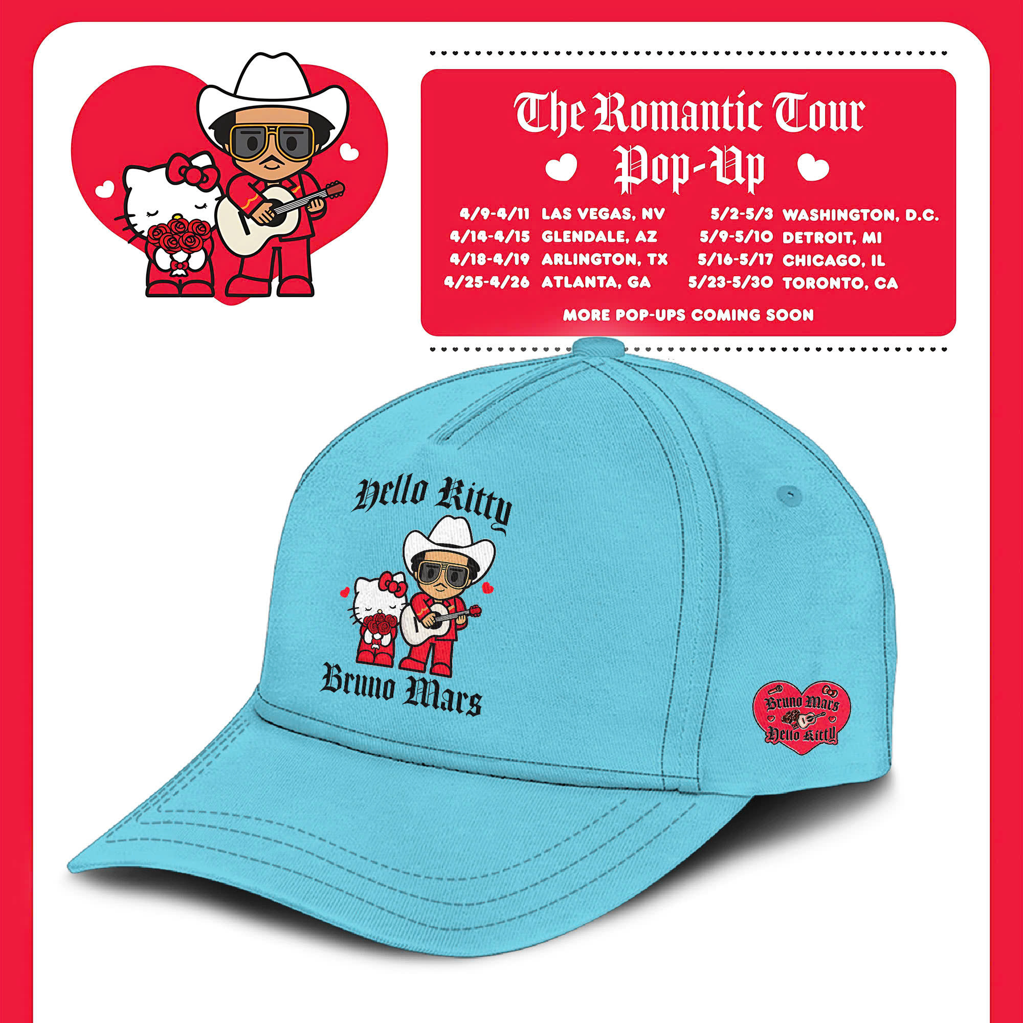 Bruno Mars Hello Kitty 2026 Ball Cap Hello Kitty X Bruno Mars Apparel Gift For Concert Memories