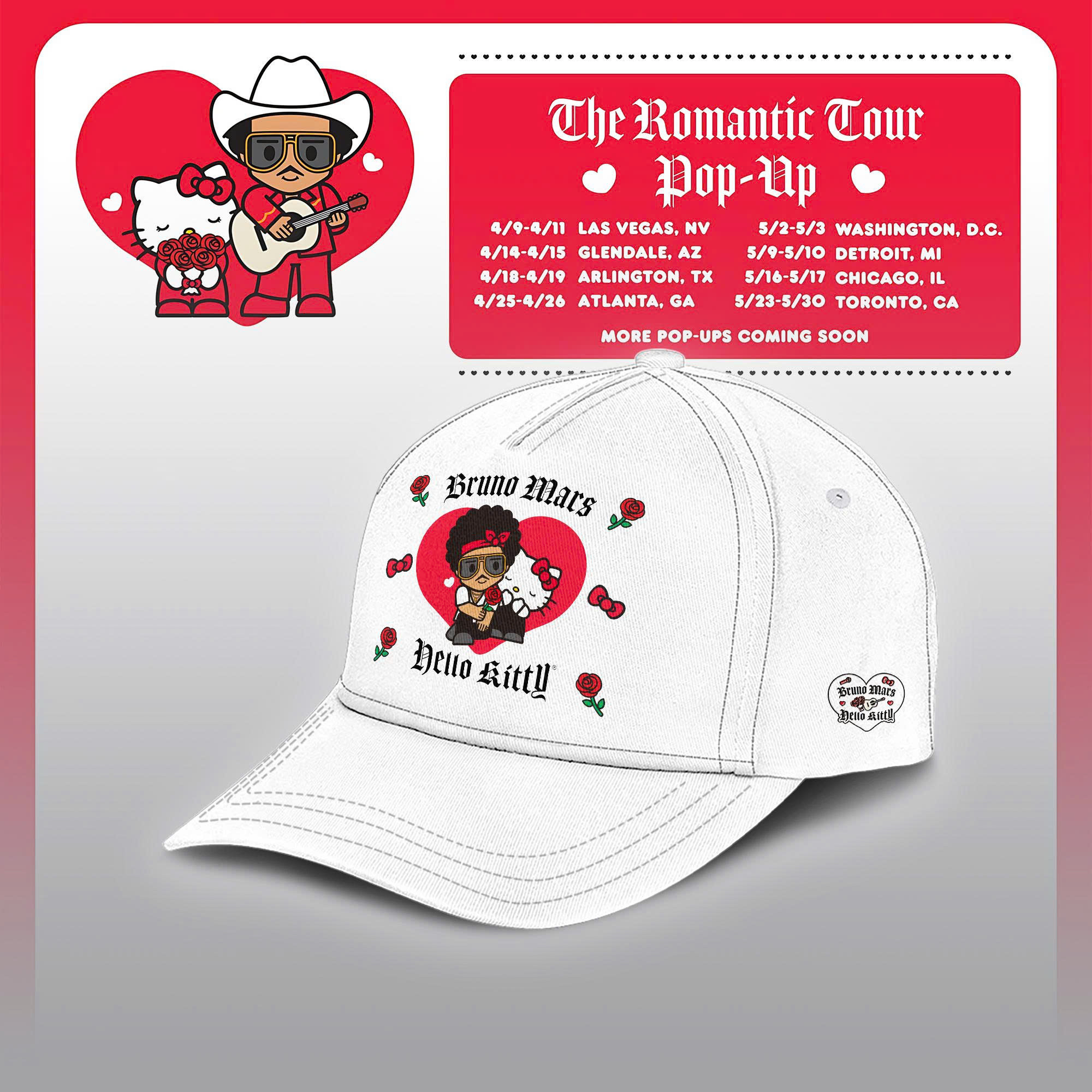 Bruno Mars Hello Kitty 2026 Baseball Cap Bruno Mars X Hello Kitty Merchandise Gift For Tokyo Trip