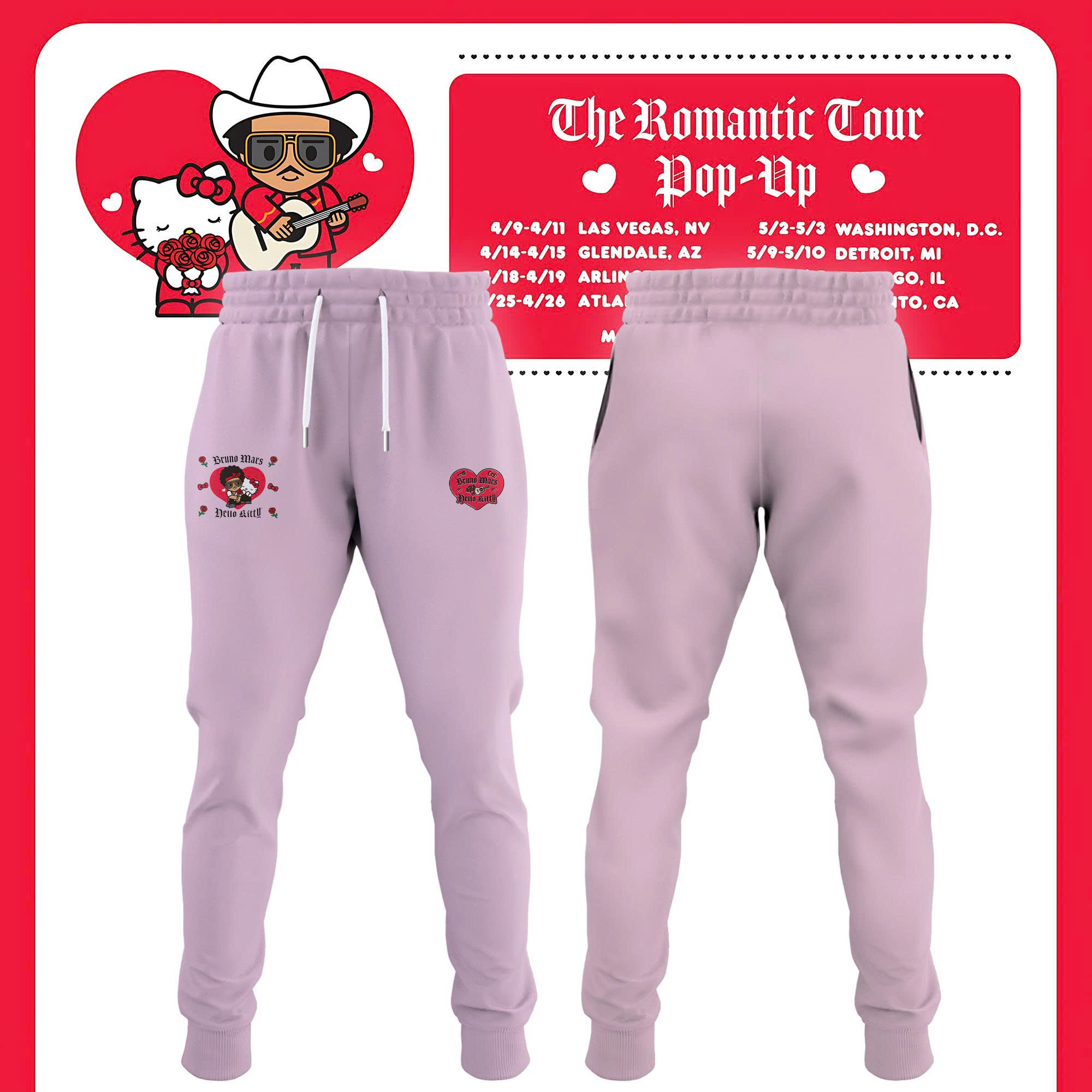 Bruno Mars Hello Kitty 2026 Sweatpant Bruno Mars X Hello Kitty Merch Gift For Teen Girls