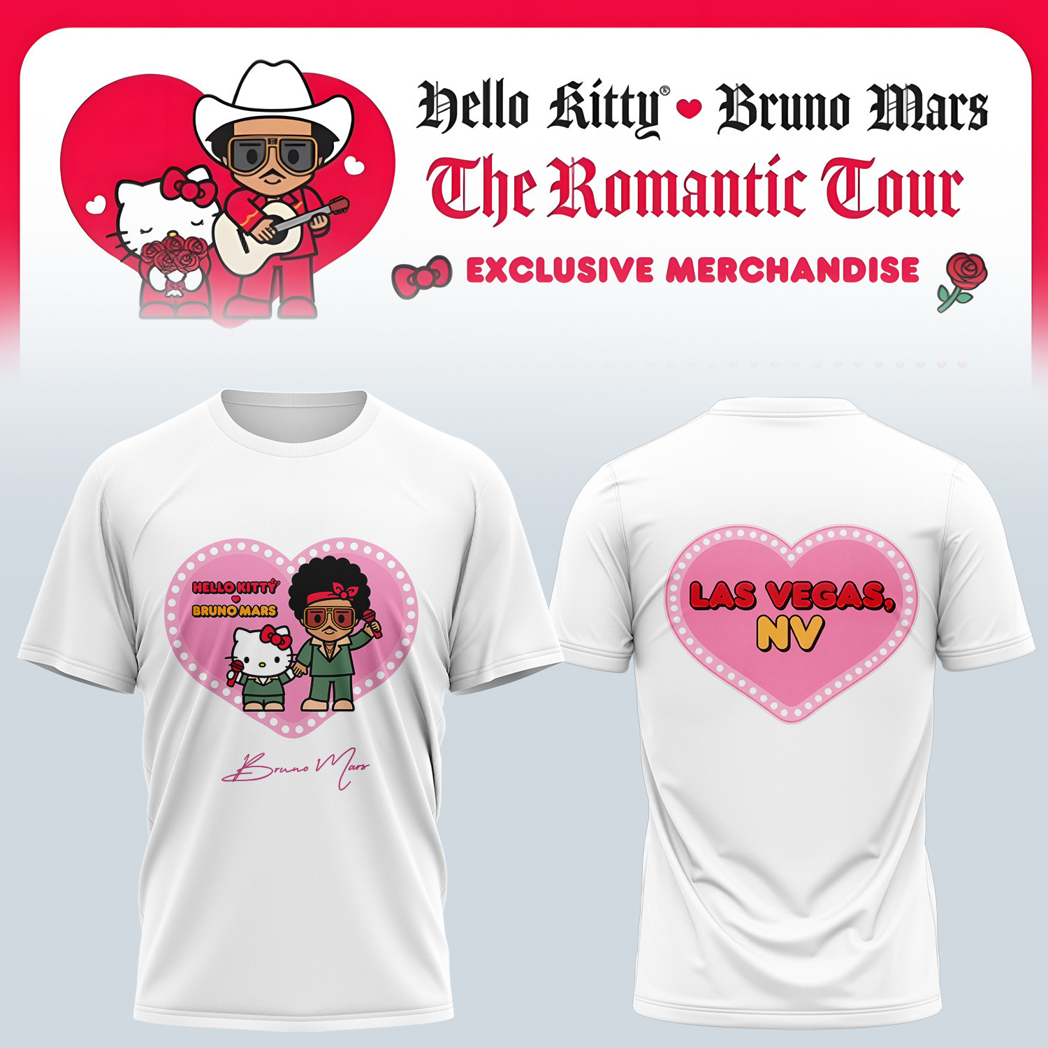Bruno Mars Hello Kitty 2026 T-Shirt Hello Kitty X Bruno Mars Tour Merchandise Gift For Japan Fans